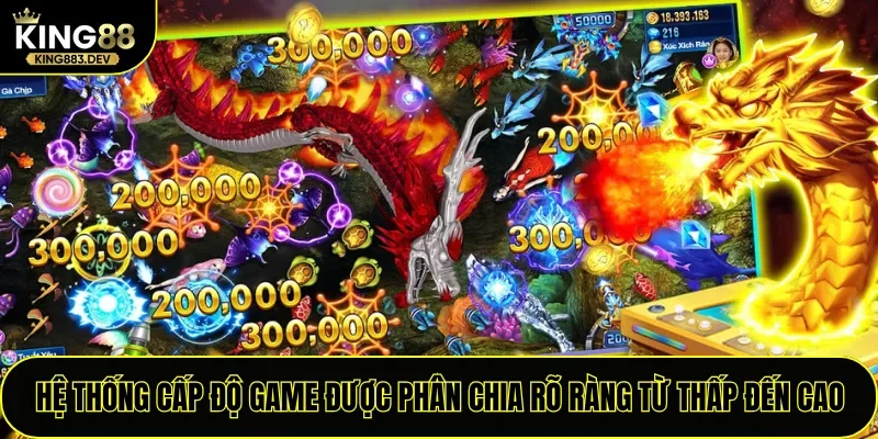 Hệ thống cấp độ game được phân chia rõ ràng từ thấp đến cao